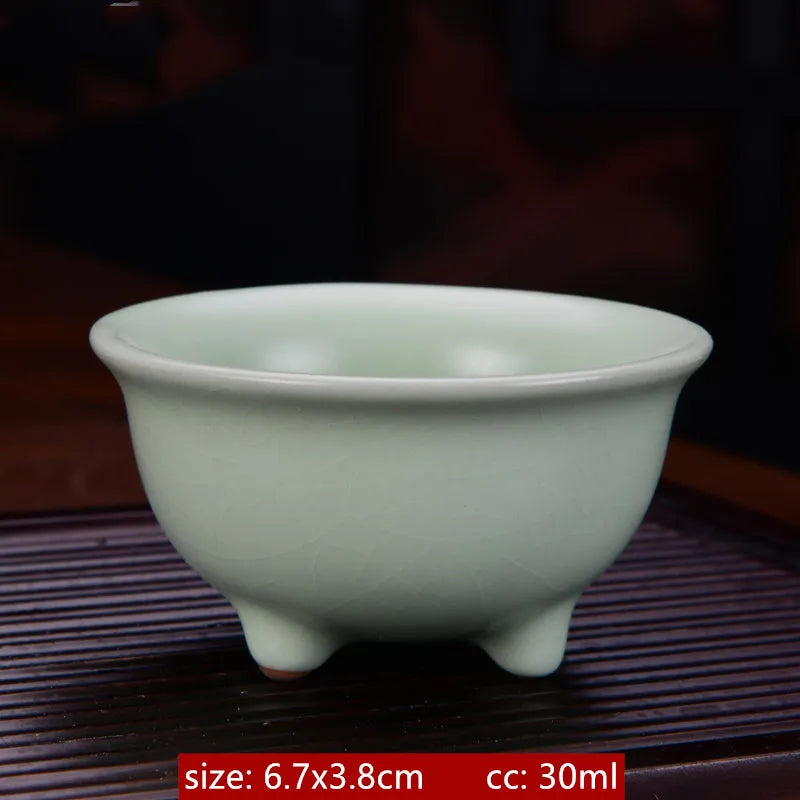 Ru Kiln Ceramic Teacup Ice Crack Glaze Portable Sample Tea Master Cup Personal Single Cup Household Japanese Tea Set Accessories