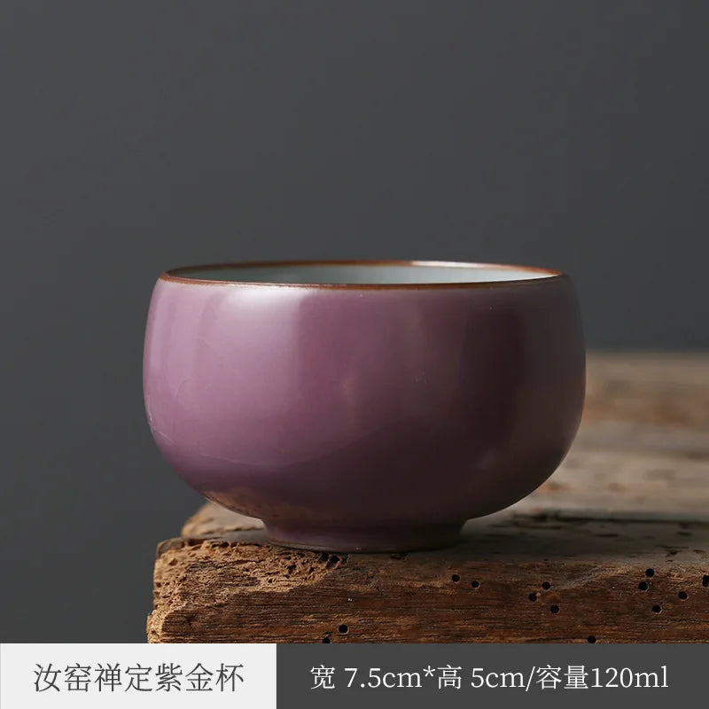 Ru Ware Pink Kung Fu Tea Set Tea Cup Master Cup Single Cup Women Gracked Glaze Tea Cup Single High-End Ceramic Men