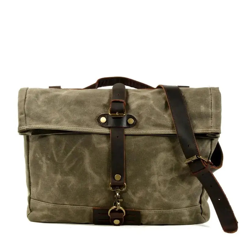 Ruil Men's canvas bag Vintage bag Waterproof Oil Wax Canvas Leather Shoulder Bags Messenger Bag