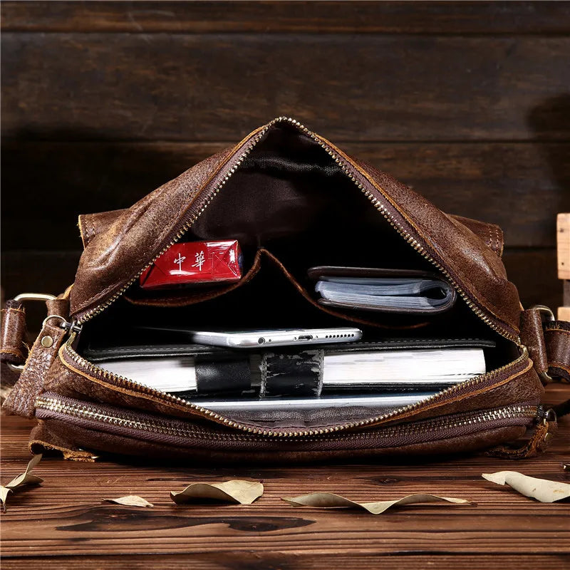 Ruil Top Quality Genuine Leather Men Retro Crossbody Shoulder Bags Hot Sale Fashion Male Small Travel Messenger Bag