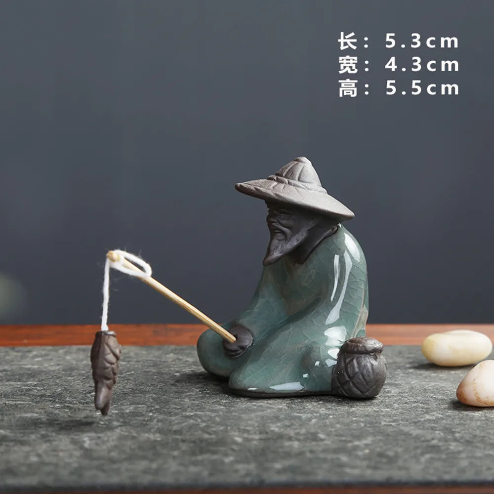 Ruyao Purple Sand Ceramic Rabbit Deer Buffalo Tea Pet, Boutique Ornament, Tea Play, Handmade, Ge Kiln, Tea Accessories