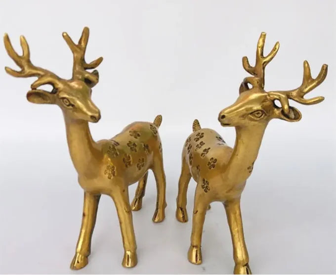 Pure copper small Sika Deer home decoration metal handicraft ornaments