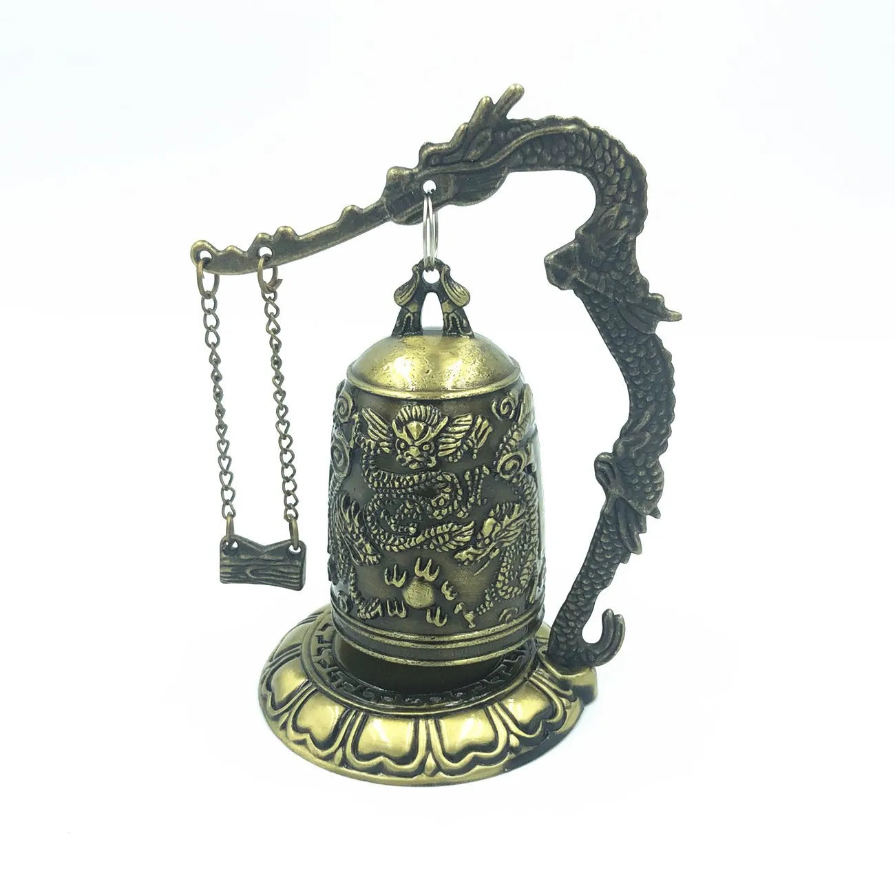 Hot Sell!famous Tibet BRASS Buddhist Dragon Singing bell lucky silver lucky Garden Decoration 100% real Tibetan Silver Brass