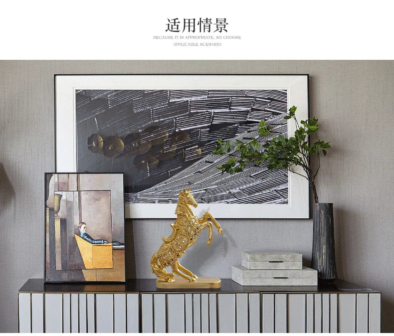 TOP COOL HOME Shop lobby decoration Business Money Drawing Good luck Propitious Success HORSE FENG SHUI art Statue