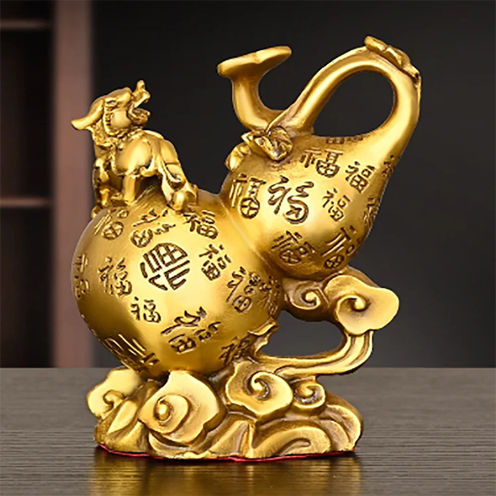 Pure copper gourd decoration, money, pixiu home, living room, office decoration, pixiu blessing, Ruyi gourd