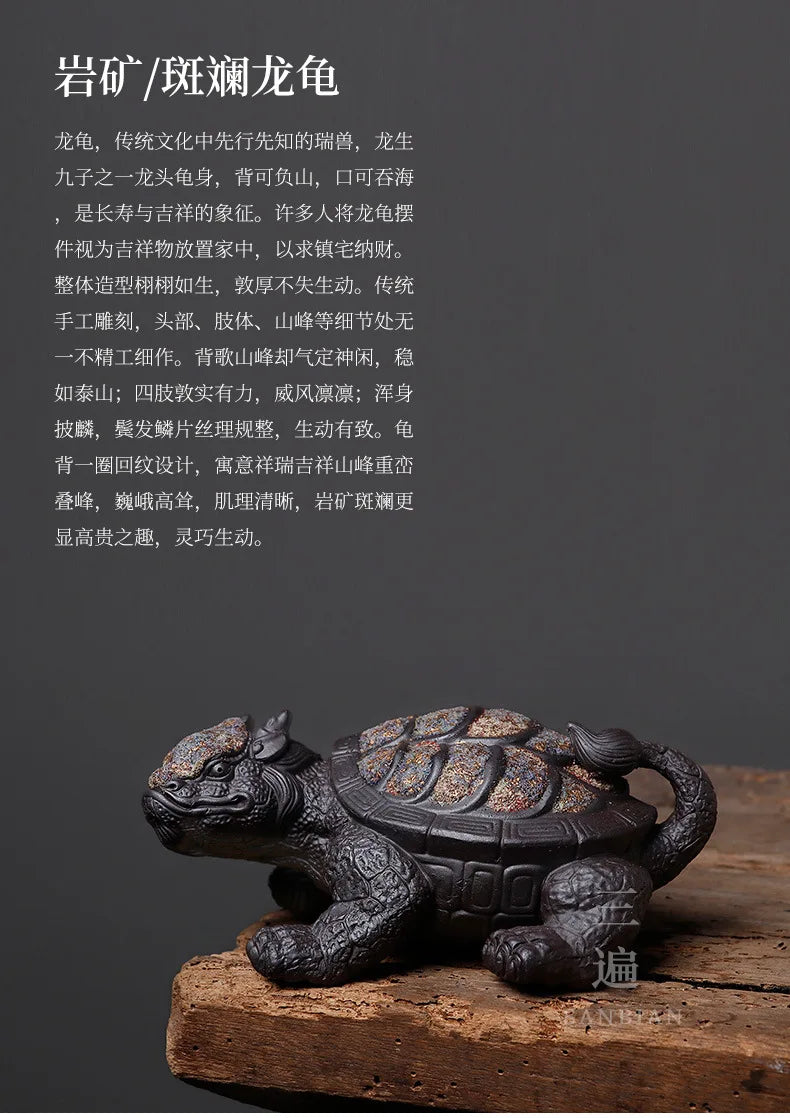 Rock Mine Dragon Turtle Tea Ornaments Decoration Purple Sand New Chinese Style Entrance Decoration Crafts Supportable Brillian
