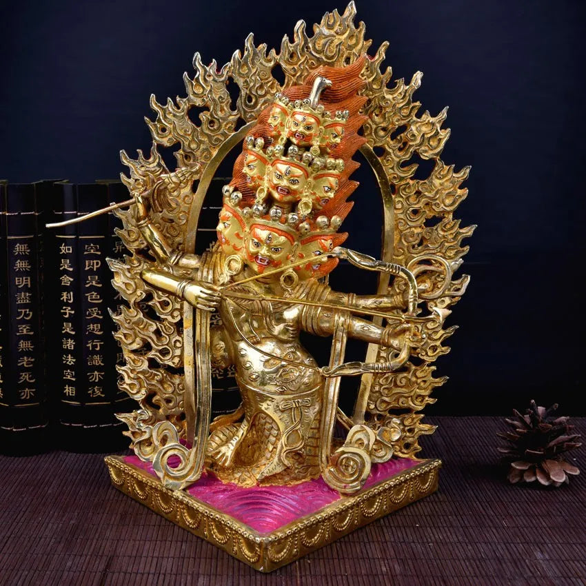 TOP GOOD buddha statue # 32 CM # HOME Talisman Protection # Tibetan Buddhism Rahula Gilding brass statue