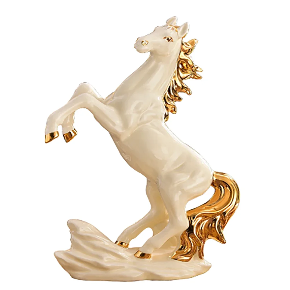 EUROPEAN CERAMIC HORSE ART SCULPTURE ABSTRACT HORSE FIGURINE RESIN ART&CRAFT HOME DECORATION LUCKY ANIMAL OPENING