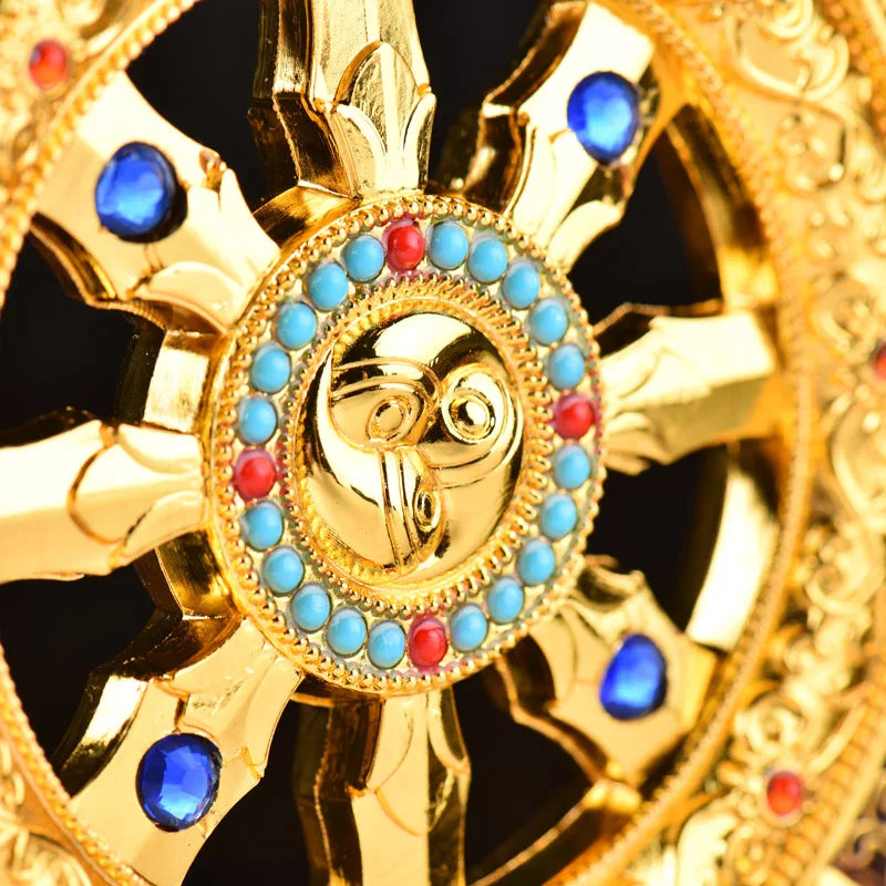 Wholesale Buddhist supplies #30 CM efficacious Protection Nepal Gold-plated Buddhism Eight 8 Auspicious Symbols prayer statue