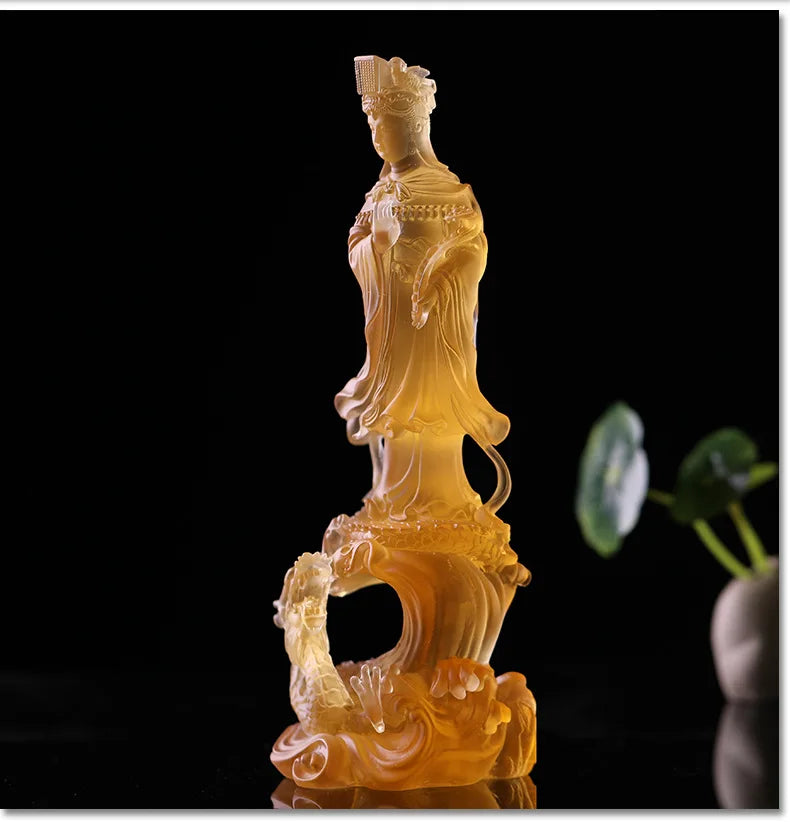 23 cm Coloured Glaze Mazu Empress Idol Our Lady Buddha Diva Home Worship Ornament