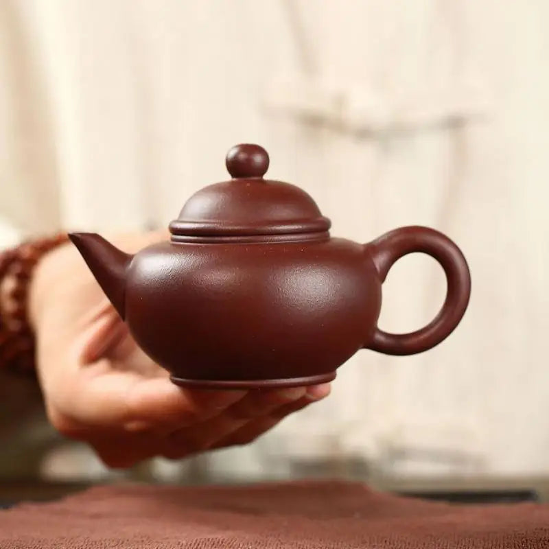Purple Clay Sketch Horizontal Pot Zisha Teapot Yixing Handmade Pot Kung-fu Teaware Purple Clay Drinkware For Puer Green Black