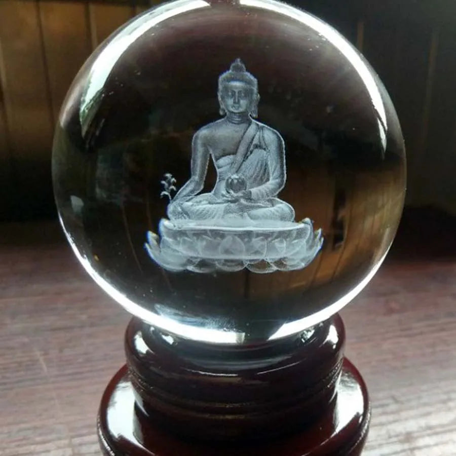 Wholesale Buddhist supply HOME Altar Efficacious bless safe good luck health Medicine Tathagata buddha 3D Crystal ball talisman