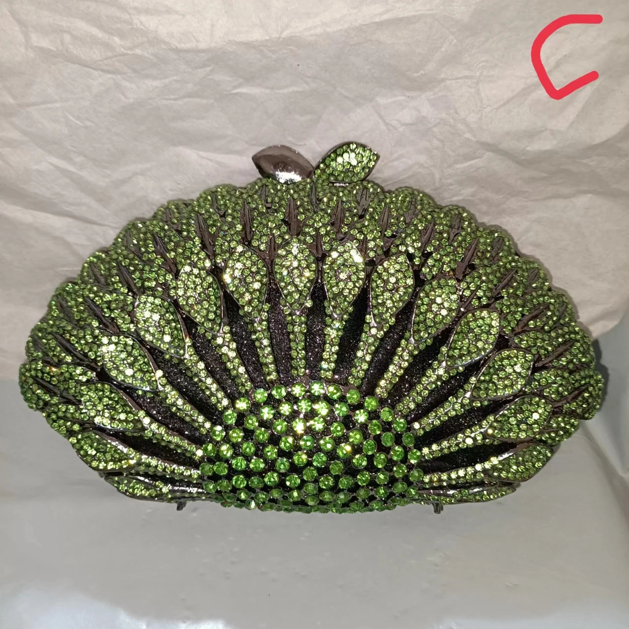 Woman Green Champagne White Flower Diamond Purse Floral Bridal Dinner Gift Clutches Banquet Handbag Wedding Party Rhinestone Bag