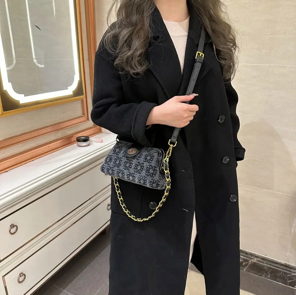 Fashionable PU Trendy Dumpling Bags, Retro Temperament Handbag, High-end Shoulder Bag, Armpit Bags, Pleated Clip Bag