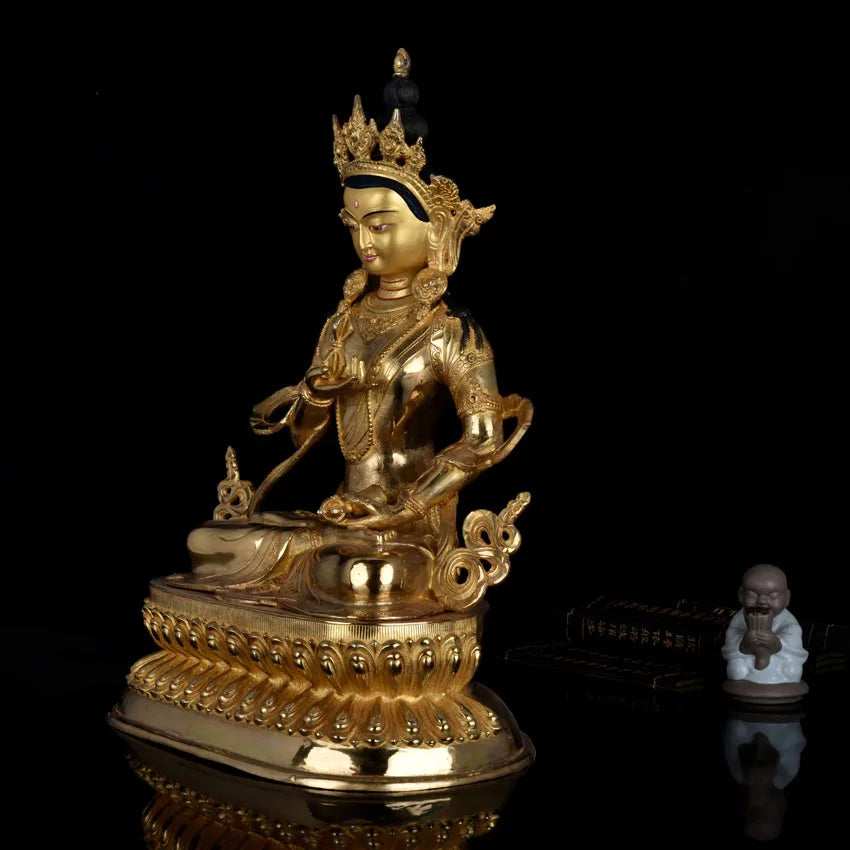 TOP GOOD LARGE # HOME hall Protection Talisman Tibetan Buddhism Huge gold-plated gilt Vajrasattva Lotus buddha statue 48 cm