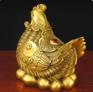 Pure Copper, Wealth, Gold, Egg Chicken, Zodiac Chicken, Three in One, Peach Blossom Living Room, Entrance Decoration