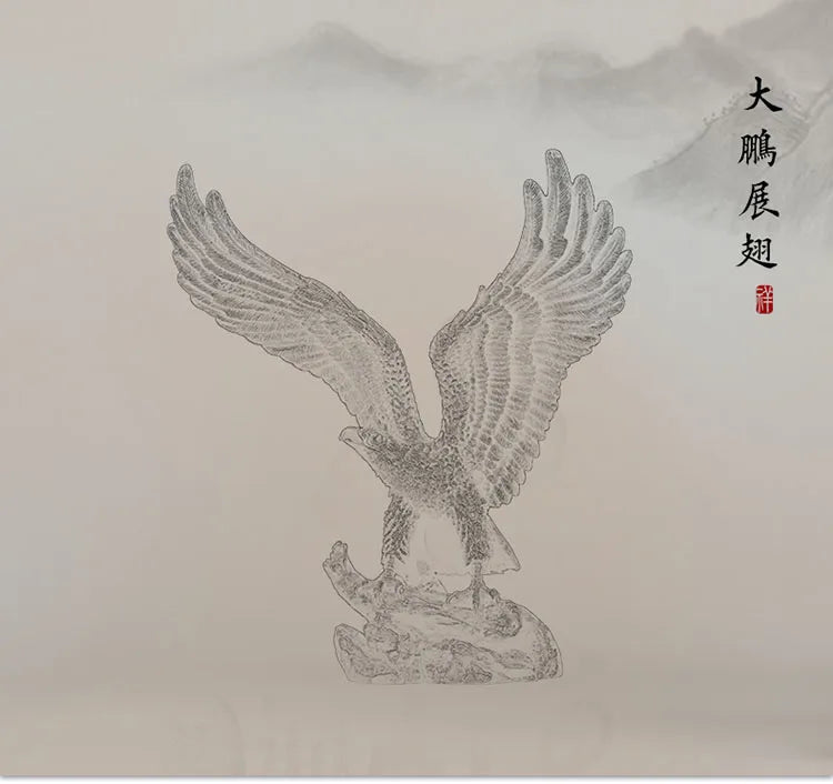 large # TOP ART office home shop Magic company Desk decorative Golden brass Eagle bird ART work statue Mascot