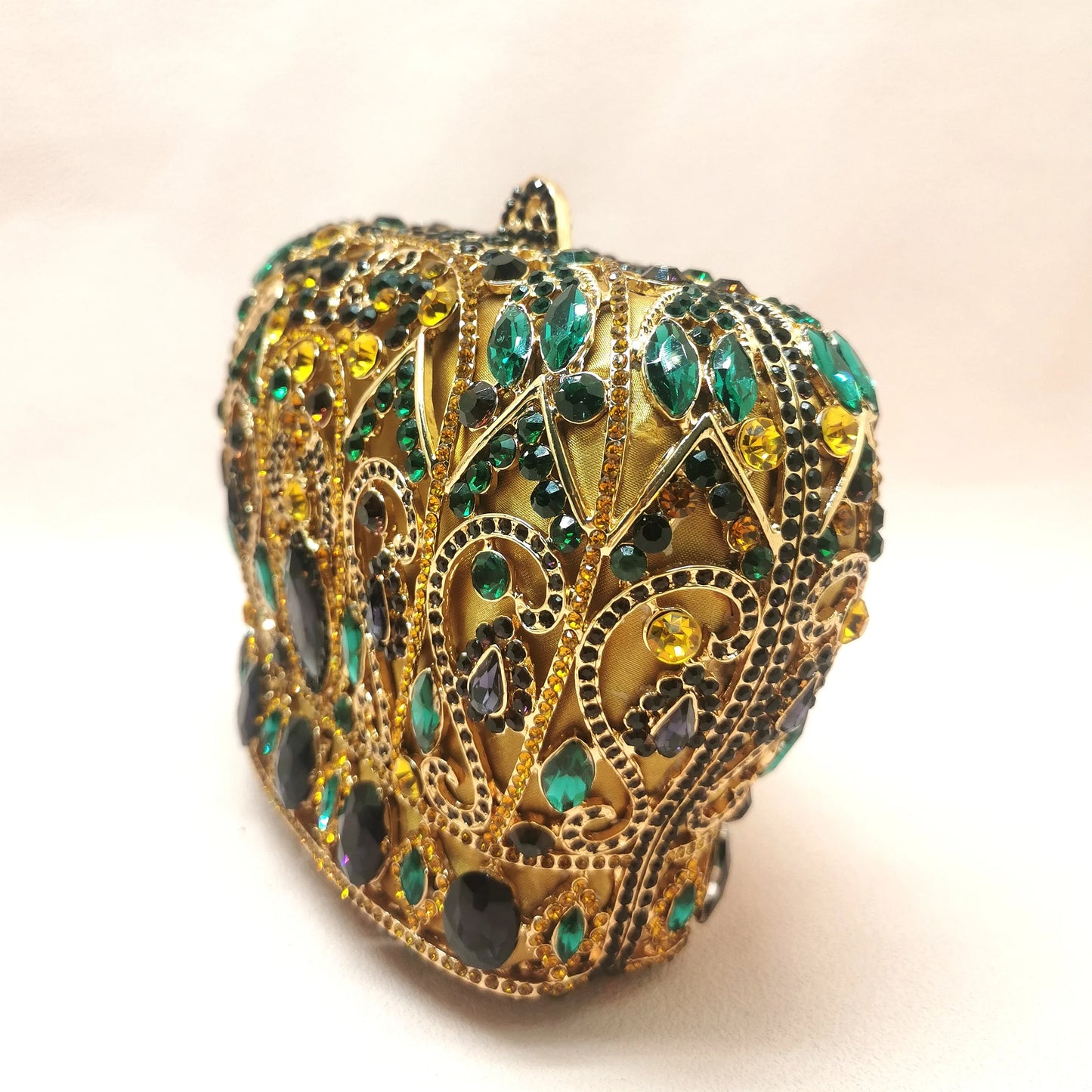 Hollow Out Gold Colorful Crown Lady Gift Purse Woman Diamond Bridal Dinner Stone Handbag Crystal Wedding Party Prom Evening Bag