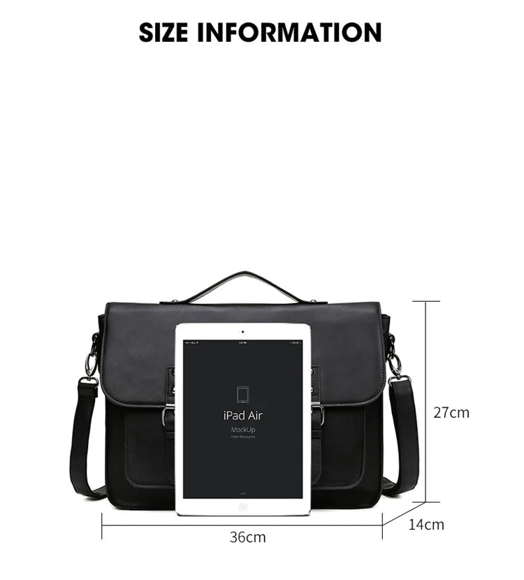 Fashion Korean Style Man Bussiness Briefcases Unisex Vintage High Capacity Laptop HandBags Shoulder Bags