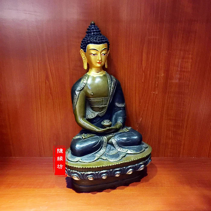 33CM large -GOOD buddha ---Buddhist Buddhism home family efficacious Protection Amitabha Gold-plated bronze Buddha statue