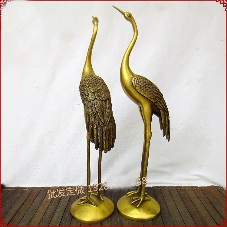 TOP COOL HOME Temple SHOP Money Drawing GOOD LUCK Mascot # Taoism Buddhism GOD Red-crowned crane FENG SHUI Brass statue