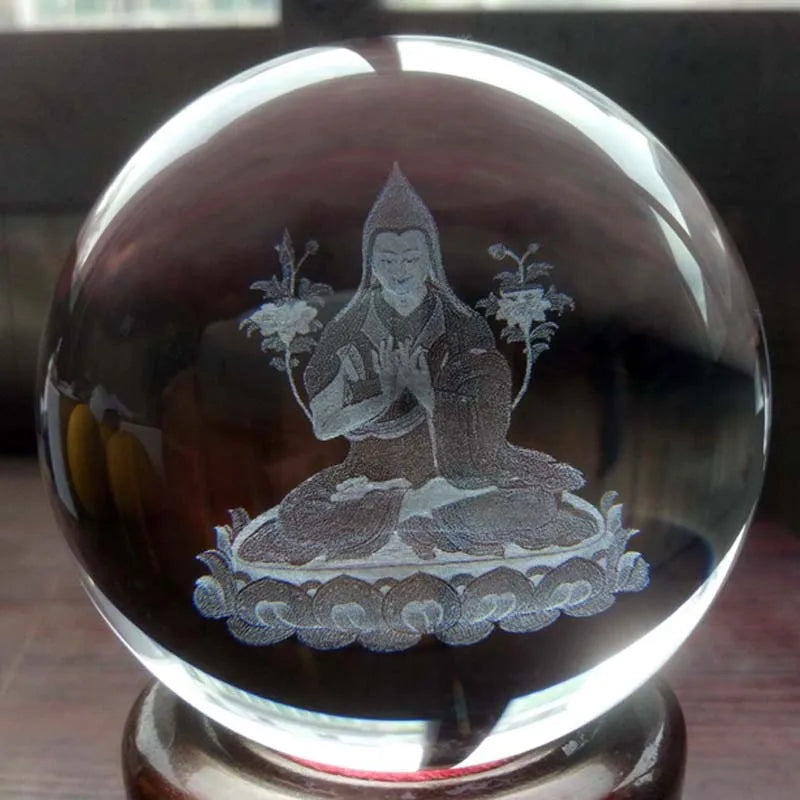 Wholesale Buddhist supply HOME Altar Efficacious bless safe good luck health HUO FO Rinpoche buddha 3D Crystal ball talisman