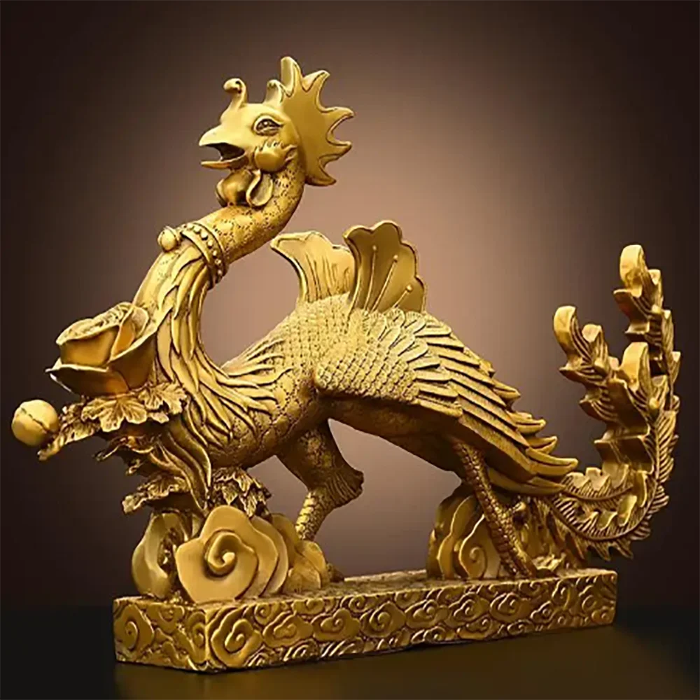 Pure Copper Phoenix Ornament Mascot Home Living Room Bedroom Decoration Craft Wedding Gift