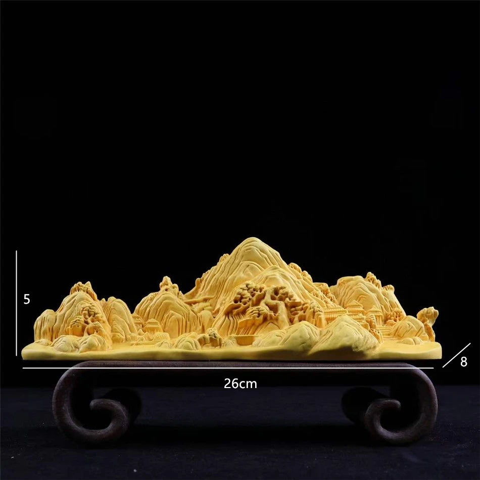 Jiangnan Landscape Pen Holder 26cm Lucky Home Ornaments Solid Wood Carving Collection