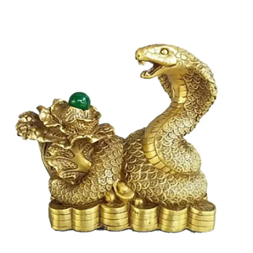 Copper Statue Copper money Cobra home furnishings brass Zodiac snake crafts furnishing copper money Yuan Bao Feng Shui snake