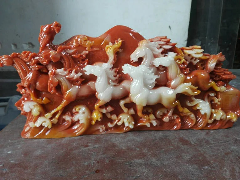 2022 good luck LARGE office home company TOP decoration Mascot Running HORSES Sculpture art GOOD LUCK FENG SHUI Statue 36cm