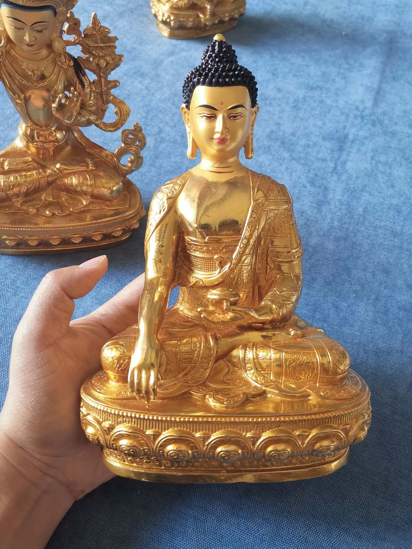 GOOD buddha Sakyamuni Medicine Buddha statue Buddhism Tibet temple HOME gilded copper Buddha statue bless safe health good luck