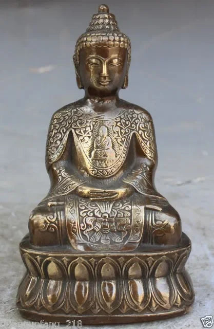 decoration brass factory outlets Pure Brass Antique 18 CM / Elaborate Tibet Buddhism Copper Shakyamuni Amitabha Buddha Statue