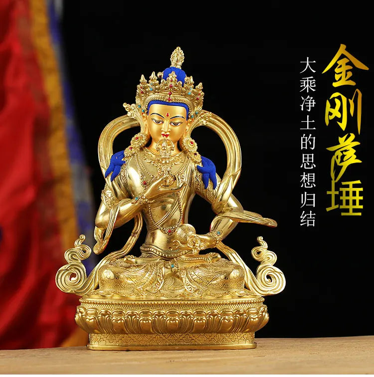 GOOD- HOME Temple niche Protection Tibetan Buddhism Nepal Vajrasattva Gilding Buddha statue 33CM