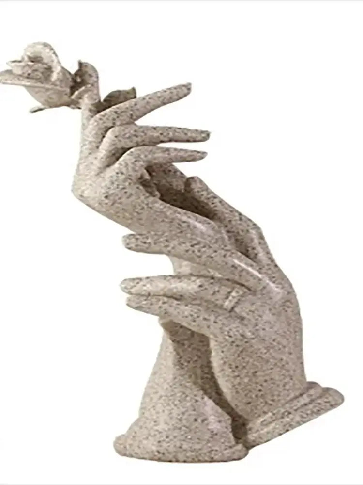 Light Luxury Handheld Rose Ornaments Resin Gesture Sculpture Statue Desktop Decoration Living Room Study Modern Crafts Gift
