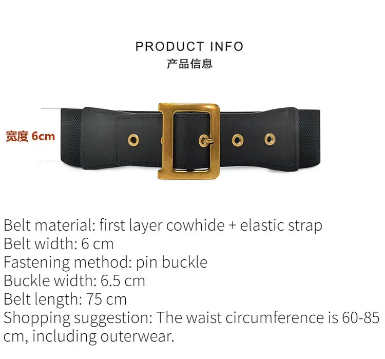 Ladies 6cm Wide Female Leather Decoration D Buckle All-match Skirt Elastic Waist High Quality Women Fashion Belts