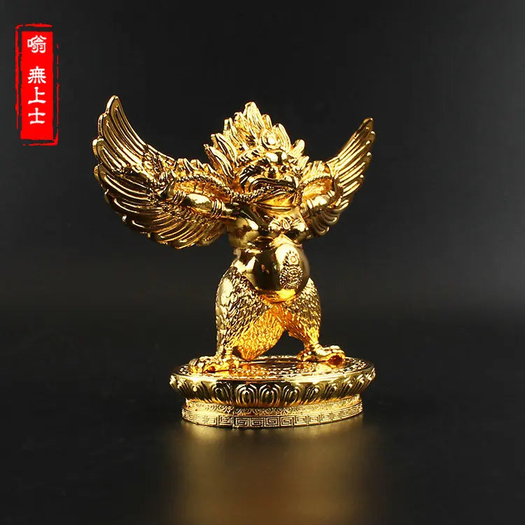 TOP GOOD # Greco-Buddhist HOME OFFICE Talisman family Protection # Nepal, Tibet, India Garuda Dhwaja Buddha statue 10CM tall