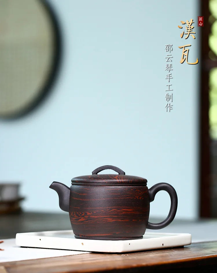 Old Purple Mud Twisted Clay Teapot, Zisha Teapot, Yixing Handmade Pot, Kung-Fu Teaware, Purple Clay Drinkware for Puer