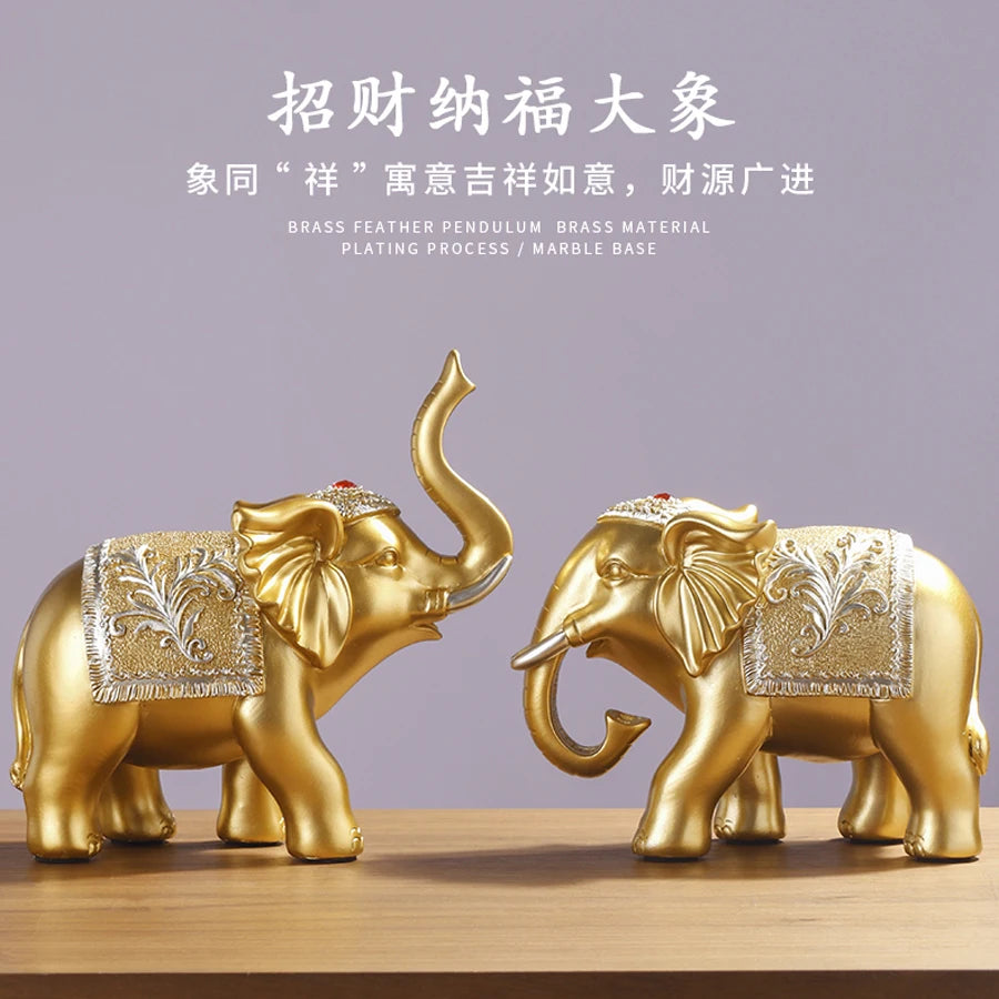 A PAIR 2PCS Home store Company SHOP TOP ART decorative bring wealth money GOOD LUCK ZHAO CAI FU elephants FENG SHUI ART Statue