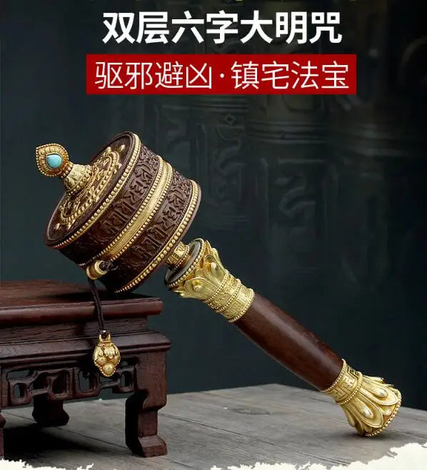 Large Greco-Buddhist Tibet Nepal Temple Buddhism the Brilliant Mantra of Six Words recite chant Turning Scripture prayer wheel
