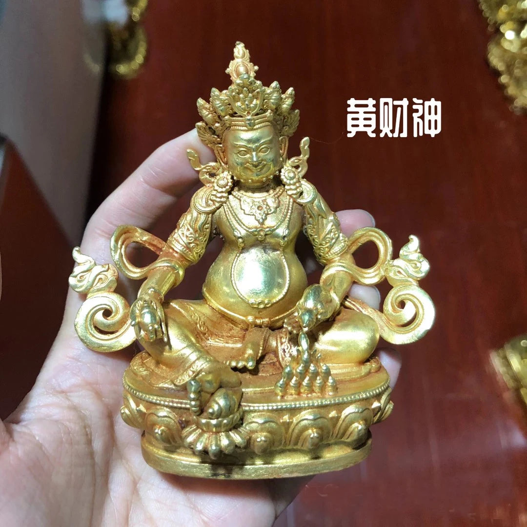 Wholesale Buddhist supplies GOOD Buddha statue bring in wealth treasure money Yellow Jambhala fortune God Small Buddha statue
