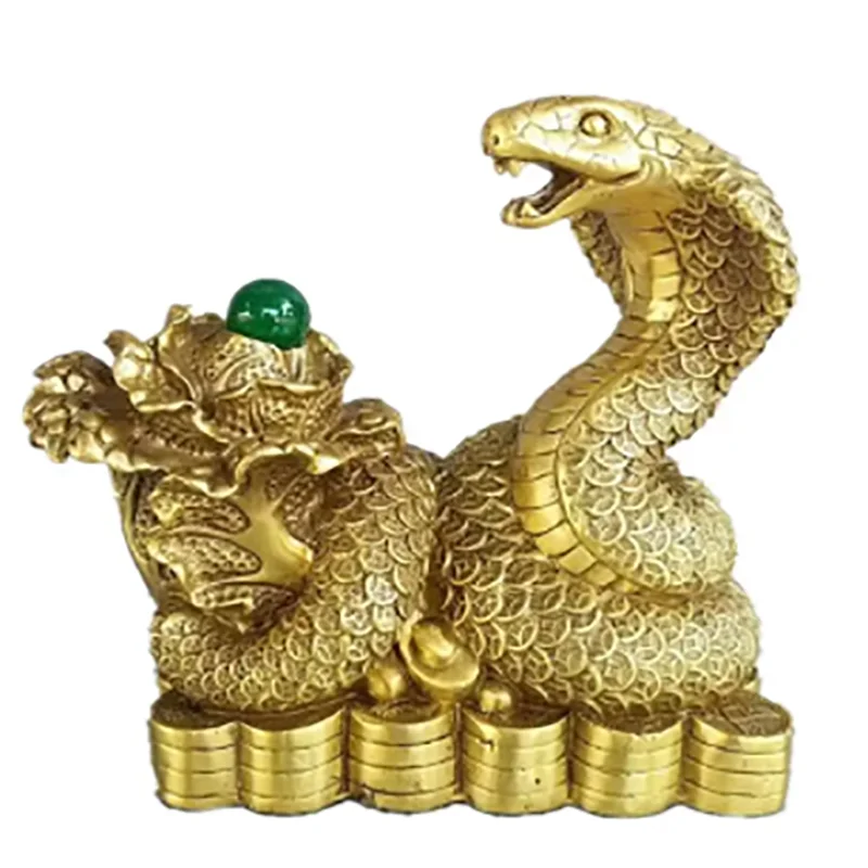 Copper Statue Pure copper Yuanbao, snake, cabbage, snake, zodiac, snake, stepping on money, snake, household table, cabinet