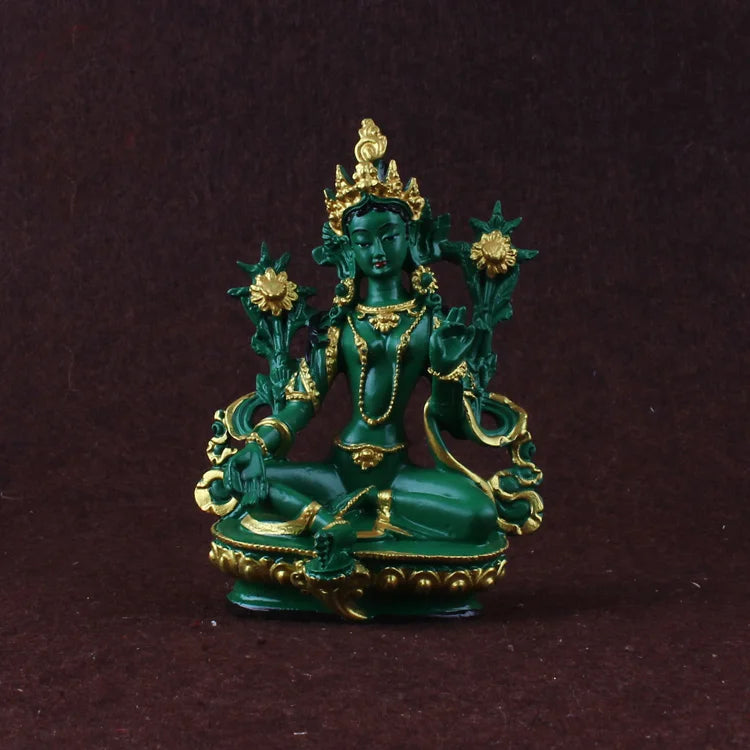 Greco-Buddhist HOME OFFICE Talisman family Protection # Nepal, Tibet, India Green Tara Buddha statue 13CM tall