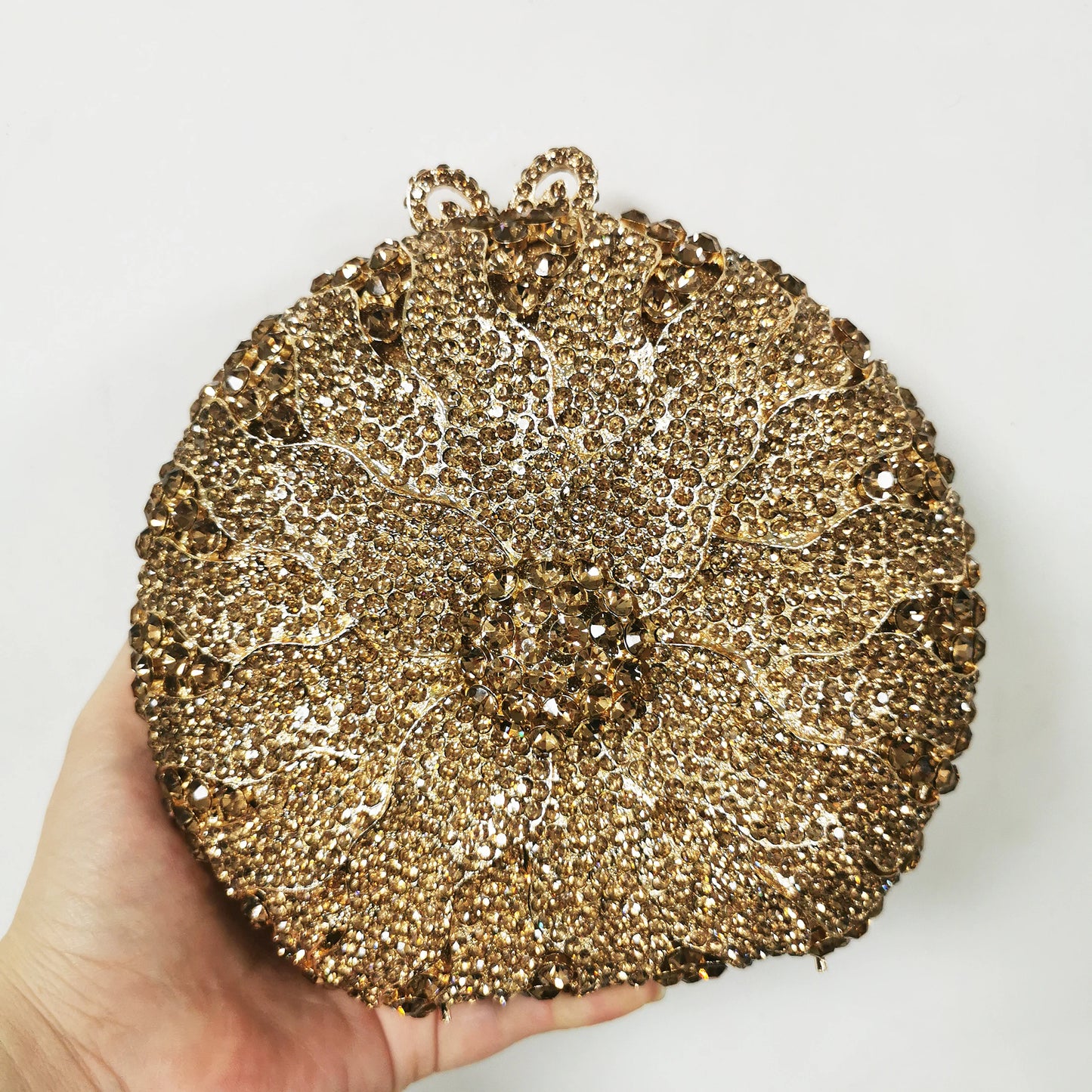 Woman Green AB Gold Blue Diamond Wedding Party Bridal Evening Bag Dinner Gala Flower Crystal Purse Hollow Floral Clutch Handbag