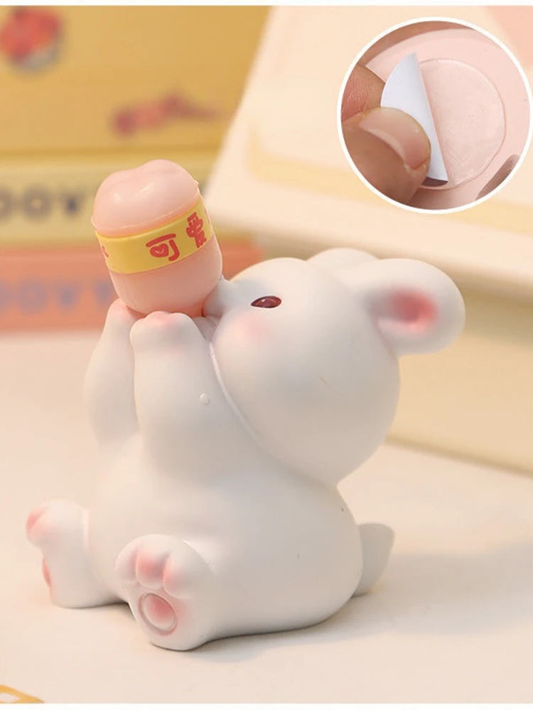 Resin Cartoon Small Animals That Drink Water Car Ornament Bonsai Decoration Desktop Creative Trinket Home Accessories Figurines
