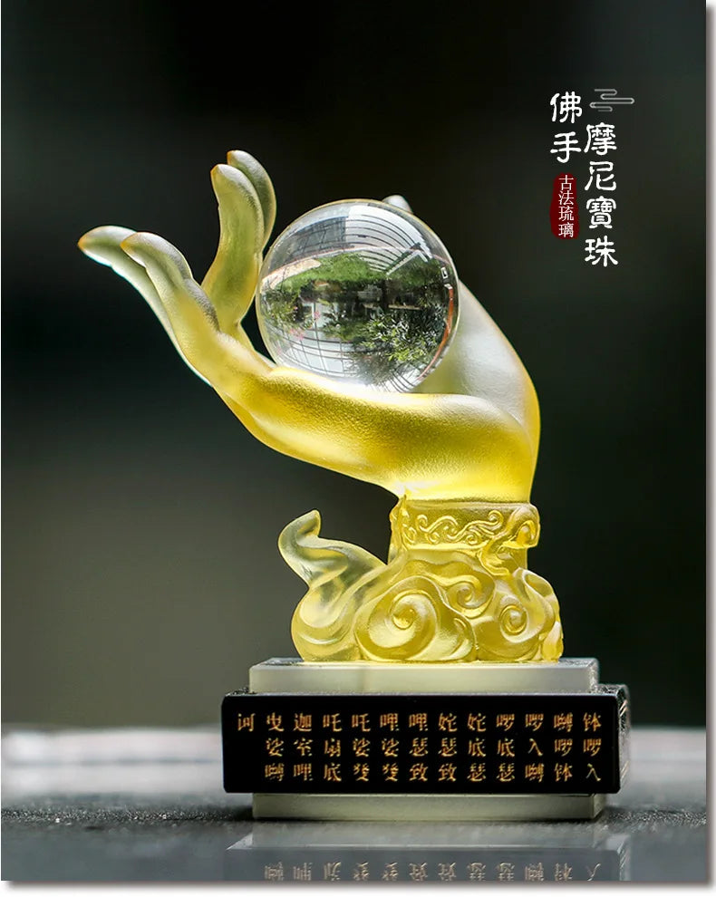 Desktop decoration crafts Coloured glaze Good wishes beads Mani beads Buddha's Hand lucky ornament
