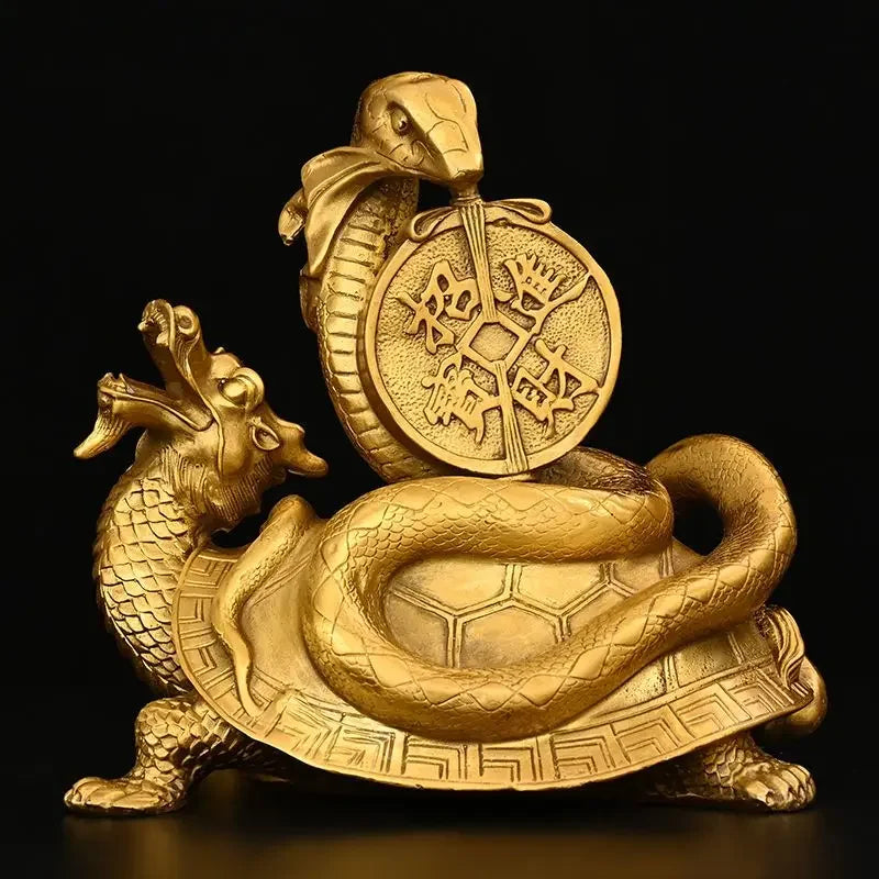 Four Spirit Animals Turtle Snake Full Copper Home Store Decoration Xuanwu Ornaments Turtle Home Sculptures