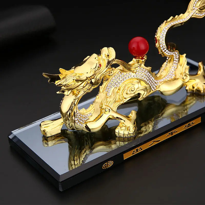 GOOD LUCK HOME OFFICE Company SHOP CAR Efficacious Money Drawing thriving business Diamonds golden Royal Dragon brass statue