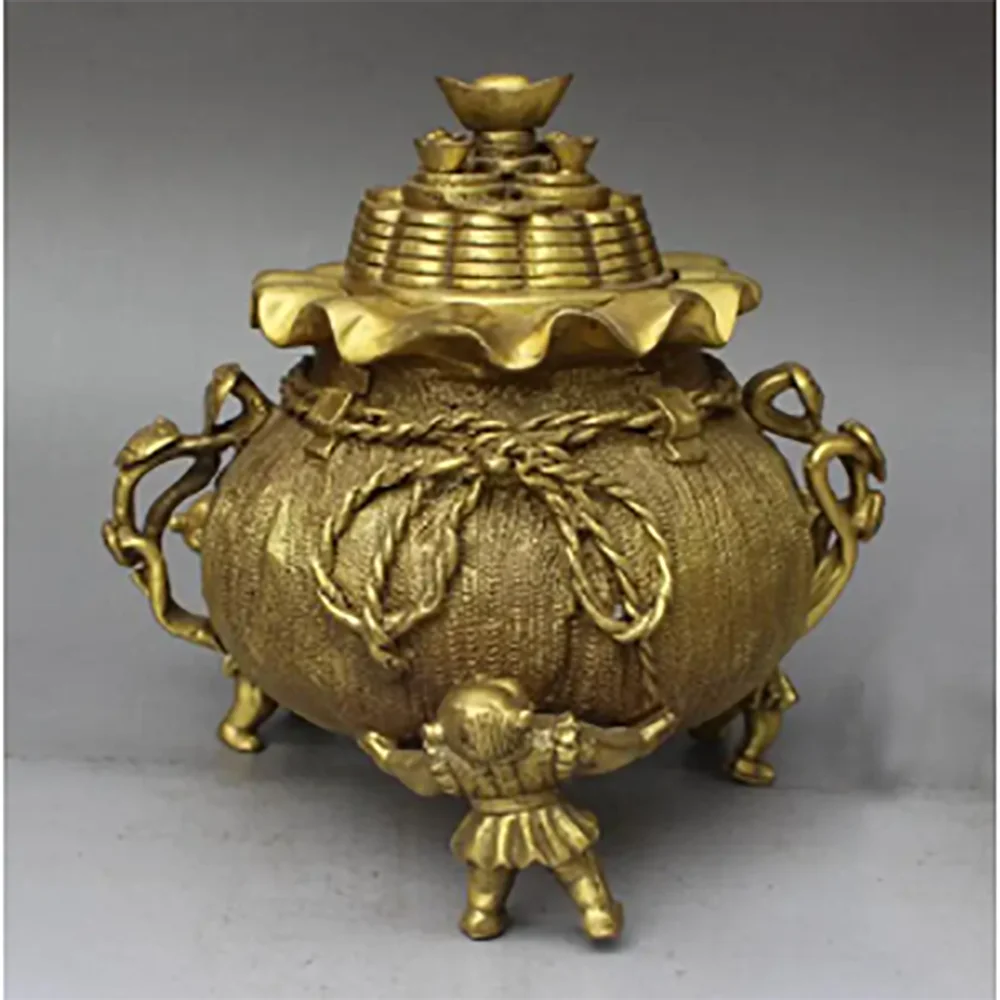 Brass three children incense burner brass incense burner decoration brass Basin