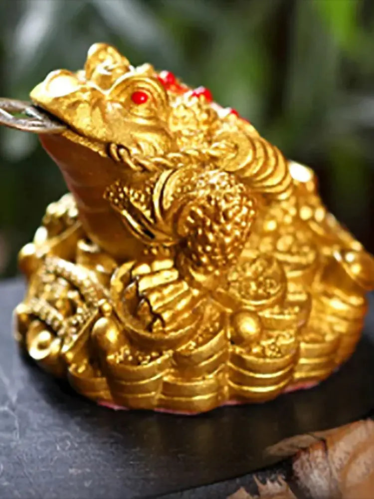 Lucky Fortune Golden Forg China Feng Shui Three-legged Toad Ornaments Opening Gift Desk Home Living Room Crafts