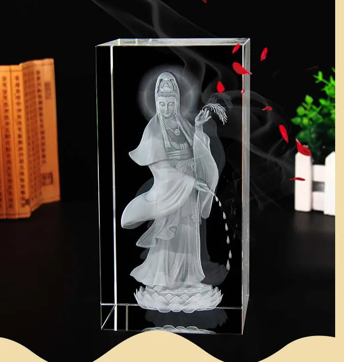 Special Offer large HOME Family 3D crystal Guanyin Avalokitesvara Buddha efficacious bless safe good luck Talisman statue